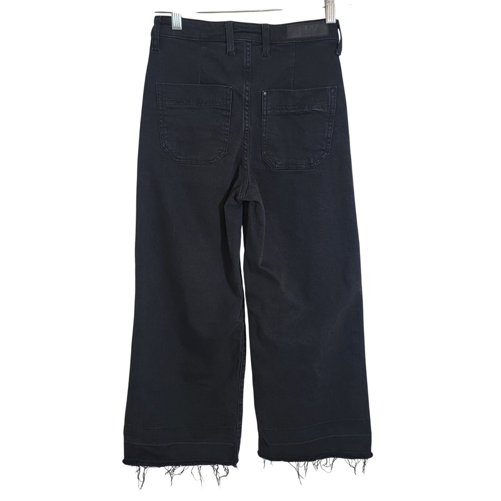 H&M &Denim Black Sz 4‎ Culotte High Waist Casual Wide Leg Jean Pant 5 Pocket - Picture 2 of 16